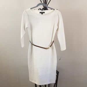 NWT Quilted off-white belted dress size 4
